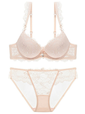 French gathered lace ladie's bra set