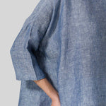 +Cotton and Linen Button Cuff Short Sleeve Top