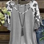 V Neck Leopard Cotton Short Sleeve Shirts & Tops
