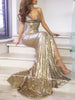 V-neck Fashion Long Sequins Ball Gown