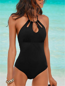Solid Color Leaky Chest Swimsuits