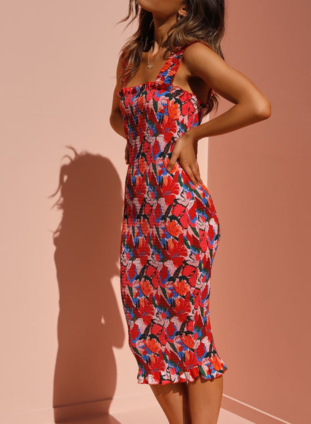 Women's Dresses Tropical Jungle Feels Floral Midi Dress