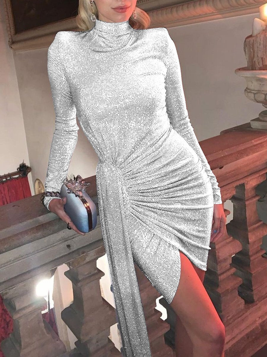 Fashion Long Sleeve Elegant Mini Evening Dress