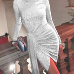 Fashion Long Sleeve Elegant Mini Evening Dress