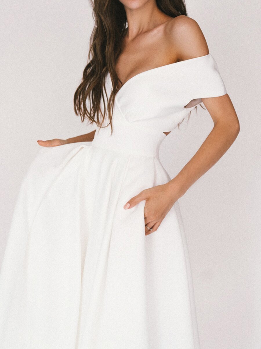 White v-neck halter dress