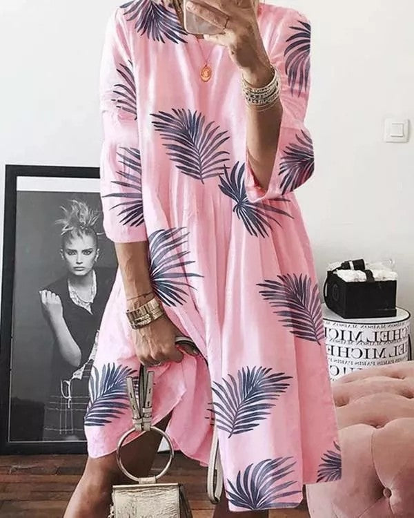 Normal Leaves Casual Long-Sleeved Dresses