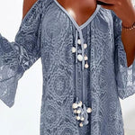 Lace Crochet 34 Sleeves Off Shoulder Tunic Dresses