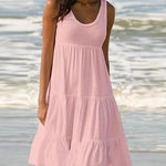 Solid Sleeveless Beach Midi Dress