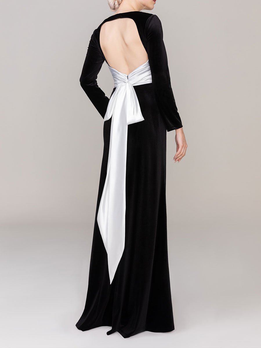 Sheath-Column Floor Length Velvet Dress