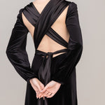 Black Sheath-Column Floor Length Velvet Dress