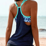 Side Ruched Splicing Two-Piece Tankini Set