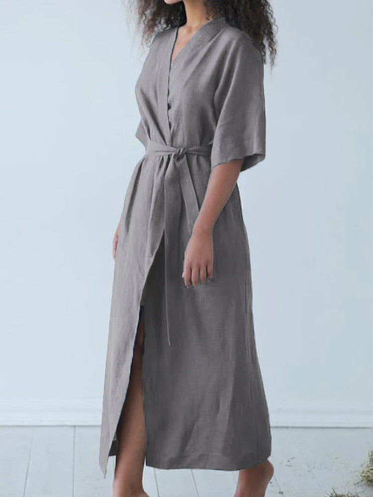 French Style Casual Lace-UP Maxi Dress