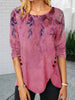 Floral Short Sleeve Printed Cotton-blend Crew Neck Casual Summer Pink Top